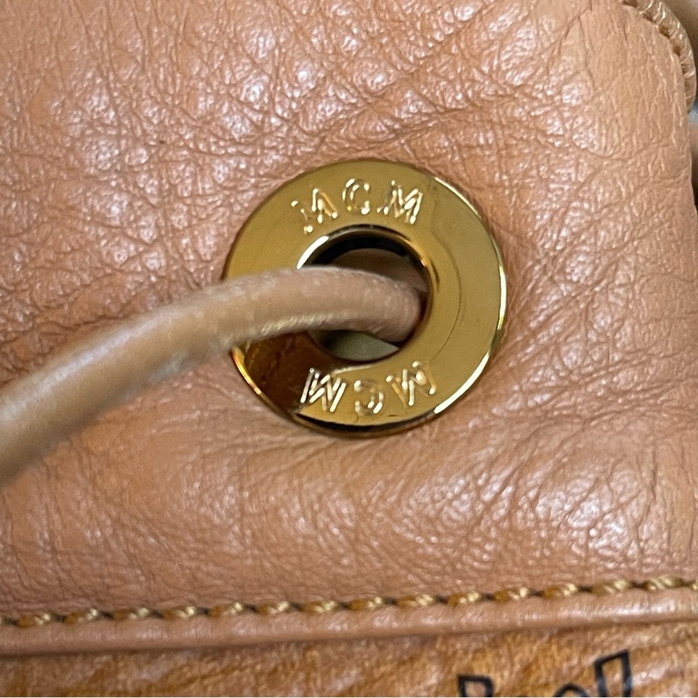Leather MCM studded bucket bag with sling - Picture 13 of 17